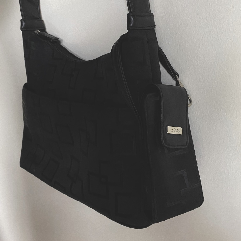 1990s / Early 2000s Black Fabric Purse with Flip Phone Case - Picture 3 of 12